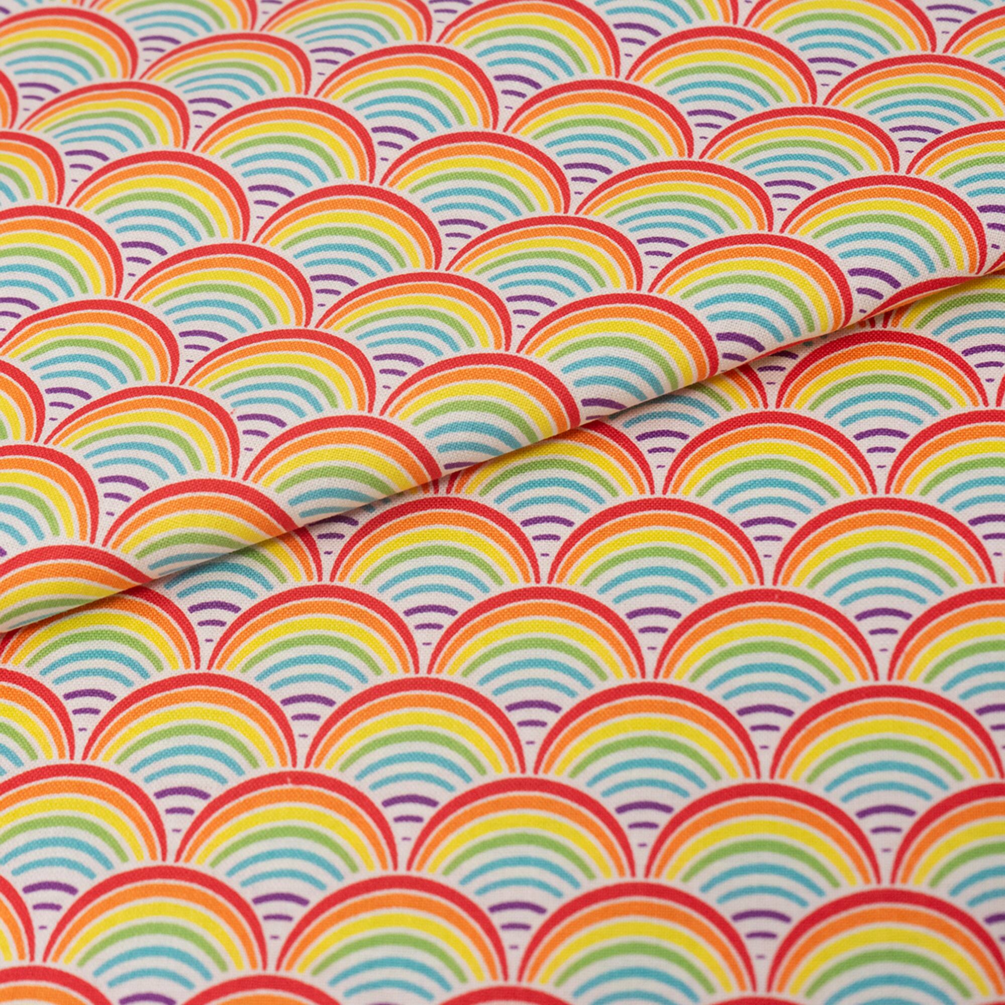 SINGER Rainbow Geo Scallops Cotton Fabric